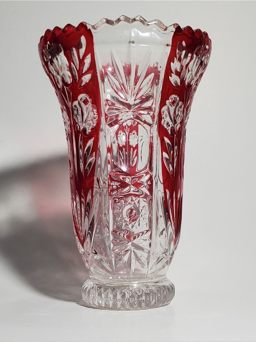 Fifth Avenue Crystal Rosaline Ruby Floral Vase Vintage Anna Hutte Cut Glass EUC - Picture 8 of 8